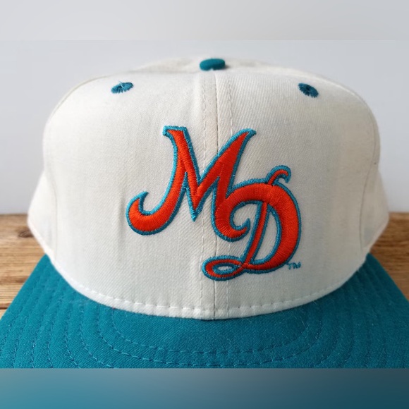 Vintage 90s Miami Dolphins Hat Team NFL size 7 1/2 Pro Model New Era Wool - Picture 4 of 9